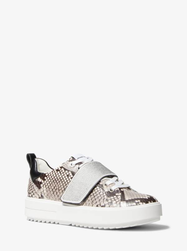 Damske Tenisky Michael Kors Emmett Embellished Snake Embossed Leather Hnede - Topanky Michael Kors Vypredaj | FSTYQ-7964